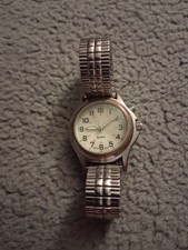 Ricardo Quartz Watch with Metal Expansion Band Silver Tone White Dial