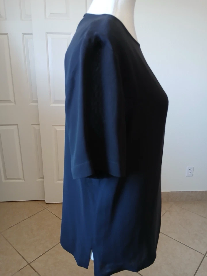 Top Dana Buchman Mujer 100% Seda Negro Manga Corta Talla 8 Minimalista Clásico Foto 3 de 4