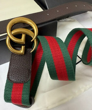 Gucci GG Marmont Green, Red WEB Brown Leather Belt 115 cm Fits 40/42 Waist