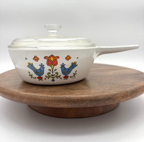 Vintage Corning Ware Country Festival Bluebird 1.5 Qt Saucepan Lid 1970s Pyrex