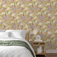 Blumen Wallpaper Multi Gelbe BlüTen Ditsy Grandeco A80501 Feature Wandrolle