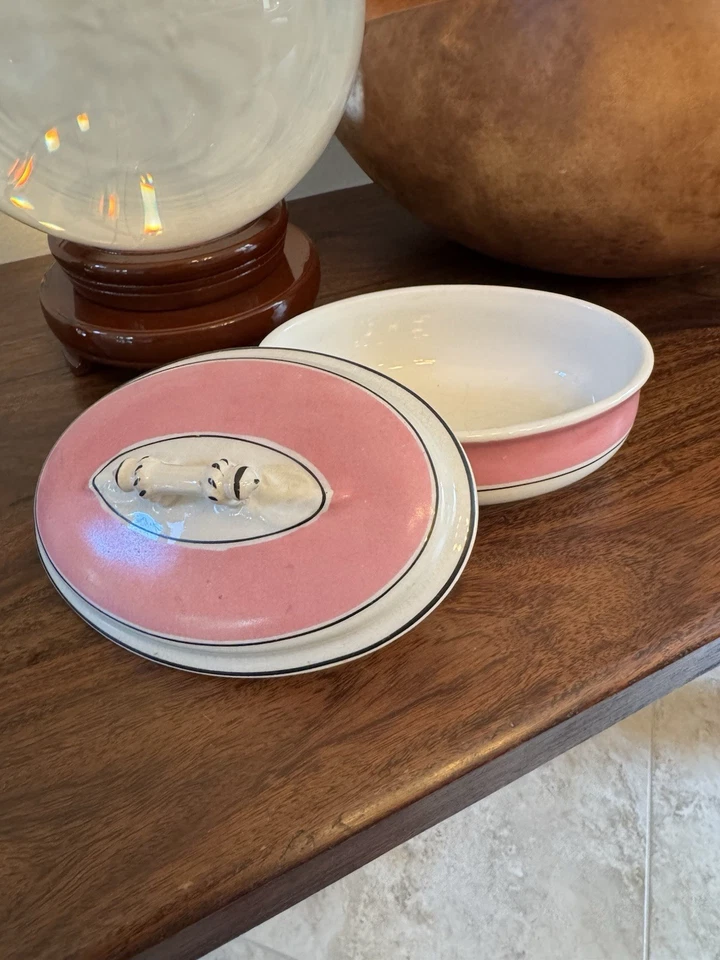 Ironstone China Willets Manufacturing Co 1800’s Antique Lidded Dish Pink Trenton - Image 2 of 4