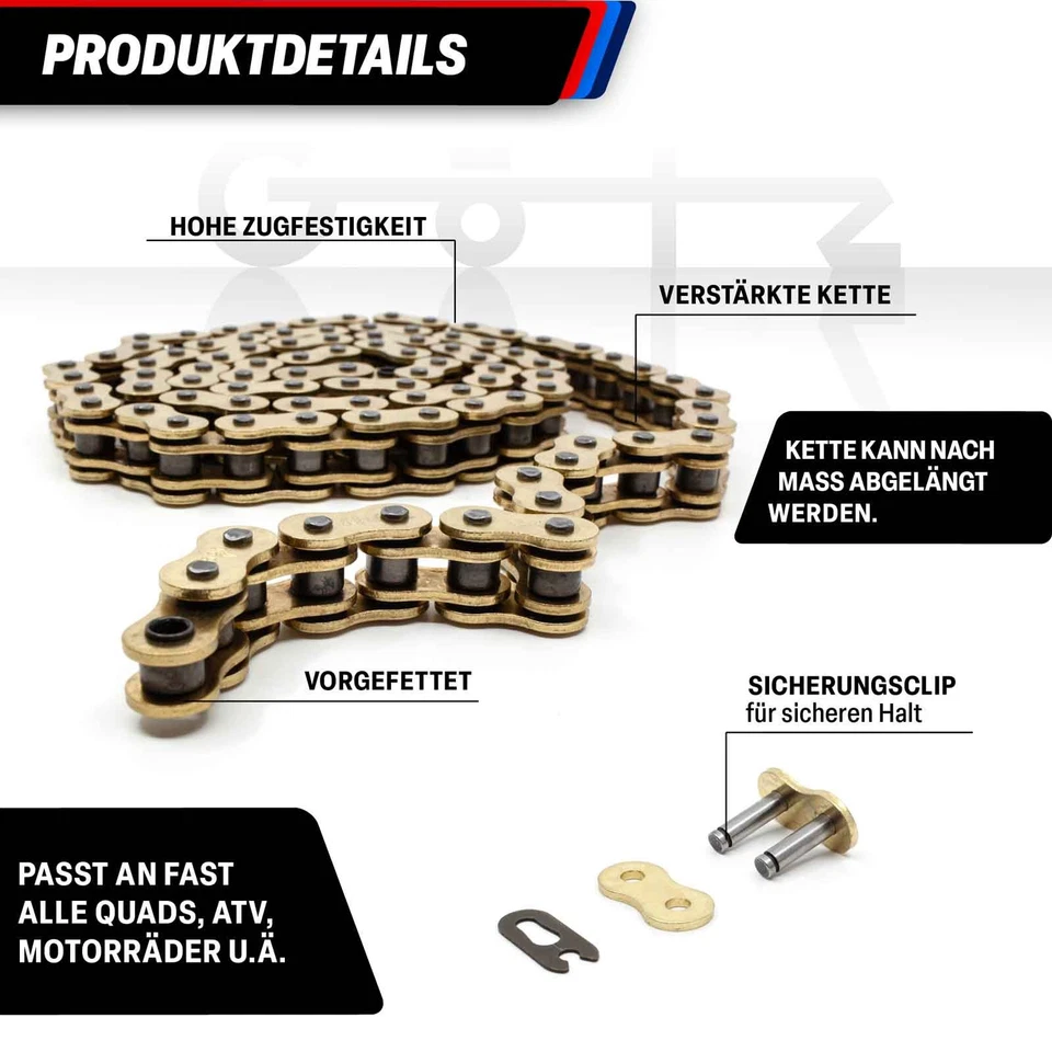 Kette 520 x118 Gold Glieder verstärkt mit Clip Kettenschloss 5/8 x 1/ 4 - Bild 2 von 2