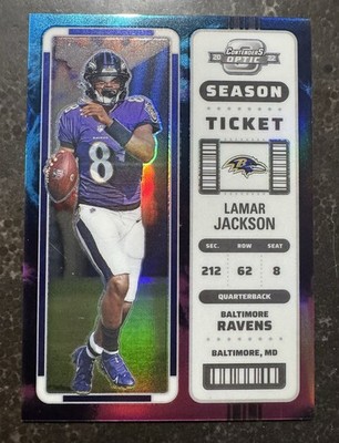 2022 Panini Contenders Optic Season Ticket Lamar Jackson #2 Nebula Prizm 1/2