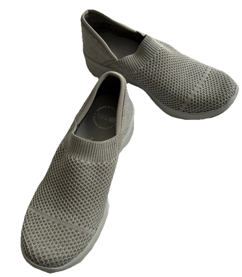 Zapatillas sin cordones BZEES Charlie Good Day para mujer grises tejidas elásticas talla 7M Foto 2 de 4