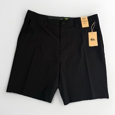 Quicksilver Amphibian Men  s Board Shorts Black Sz 34 Logo 4-Way Stretch New 59