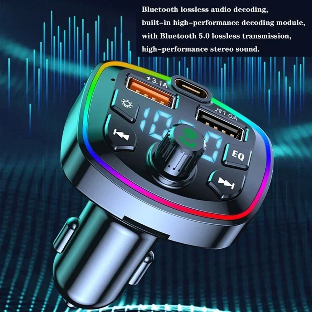 USB PD Car Charger with Bluetooth FM Transmitter and MP3 Player