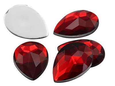 Allstarco 25x18mm Flat Back Teardrop Acrylic Rhinestones Plastic Gems for Jew...
