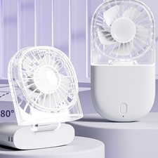 Portable Handheld Fan Mini Desk Foldable Necklace USB Rechargeable Personal Fan