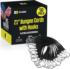 50pk 21 Black Natural Rubber Tarp Straps Bungee Cords Flatbed Trailer Tie-downs