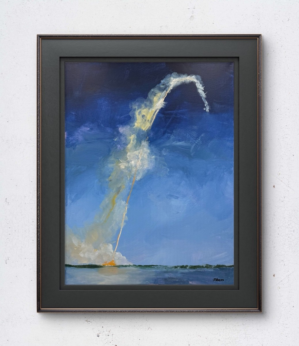 Original Acrylic Artemis II NASA Rocket Launch Plume Dramatic Sky