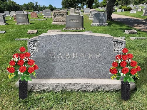 2 juegos de flores artificiales de cementerio, flores conmemorativas, hermosos arreglos para - Imagen 3 de 5