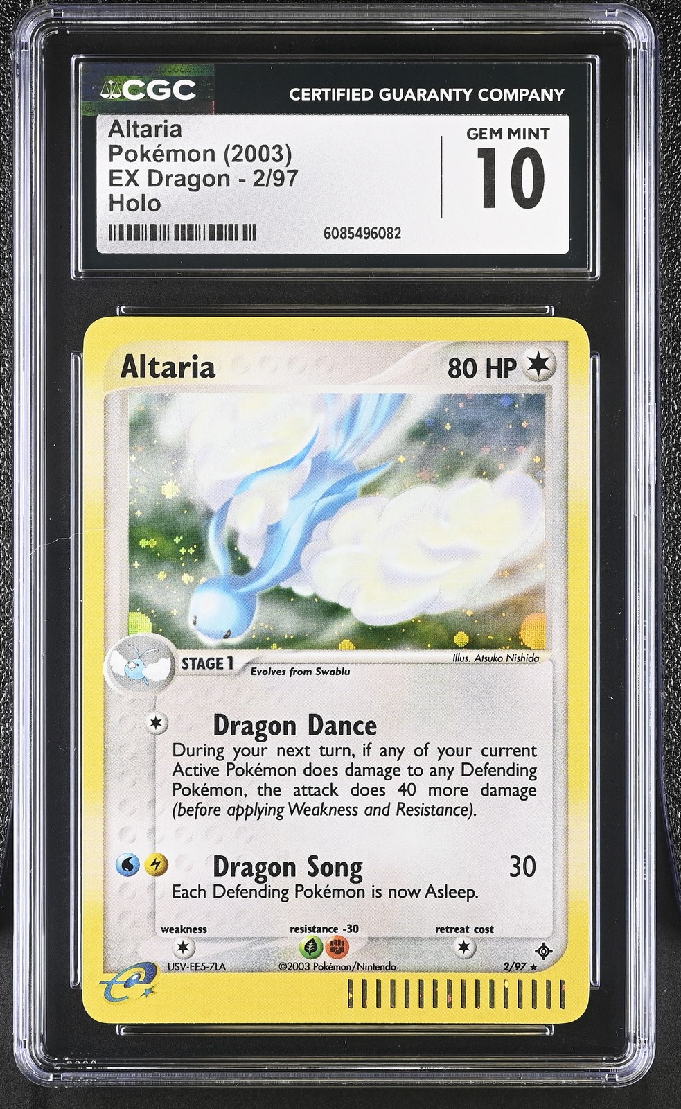 CGC 10 GEM MINT Altaria 2003 EX Dragon 2/97 Holo Pokemon Card