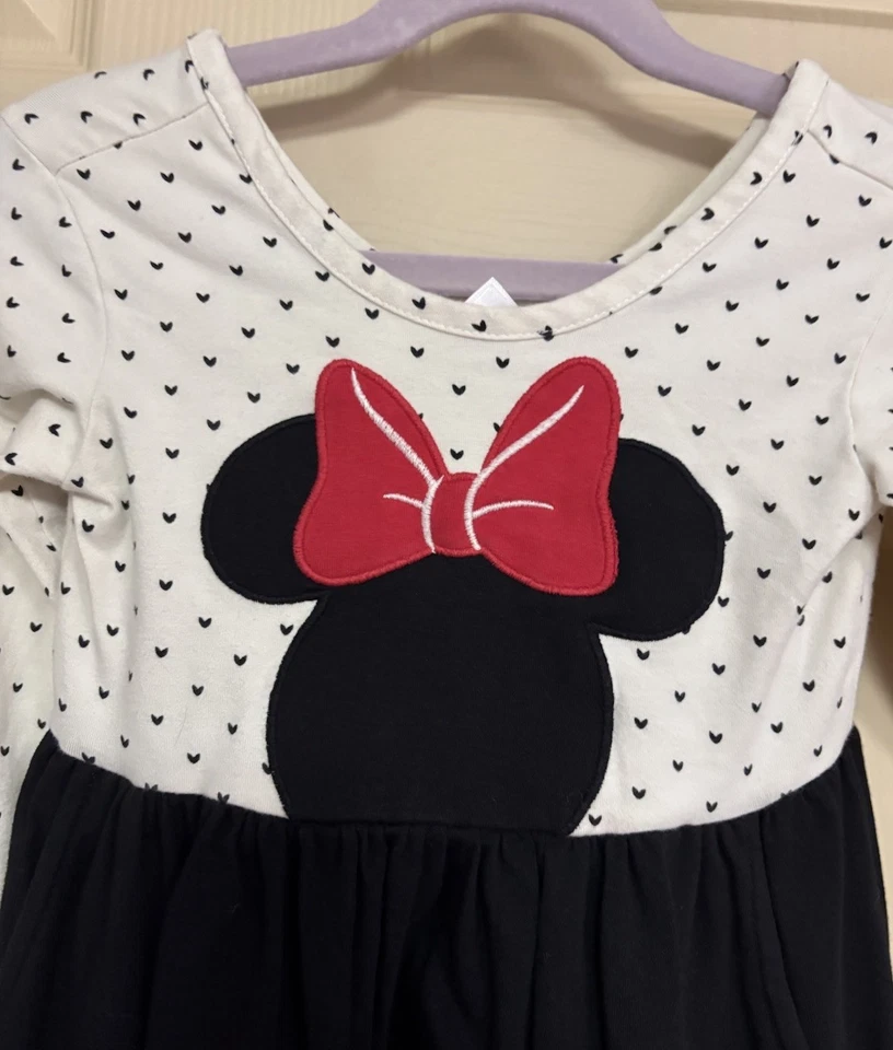 Vestido Hanna Andersson Niña 6-7 Minnie Mouse Manga Larga Bolsillo Negro Blanco Rojo Foto 2 de 4