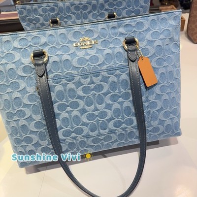 NWT Coach Station Tote Bag In Signature Denim CDB88 denim/Gold