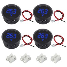 4 PCS Blue DC 4V-100V LED Digital Voltmeter Gauge for Car Motorcycle Boat