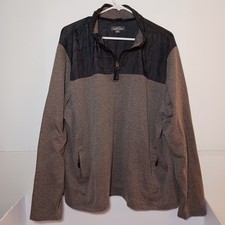 Eddie Bauer Mens Mixed Media 1/4 Zip Pullover Size XXL Gray 1226392