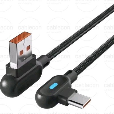 USB-C Kabel Ladekabel 90° Winkel LED Typ A-C Schnellladekabel für Samsung Handy