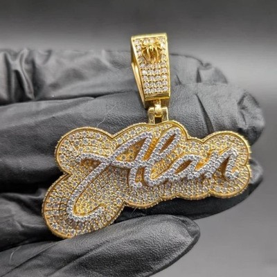 2.30Ct Round Cut Moissanite Custom Letter Charm Pendant 14K Yellow Gold Plated