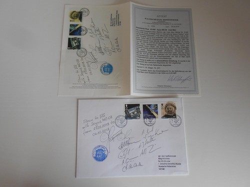 Sojus MS 07/08 geflogene ISS Bordpost 9x O.U. Coa Space