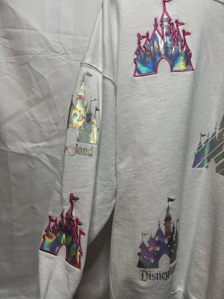 Sudadera Disney Castillo de Cenicienta Blanca, Rosa, Iridiscente Cuello Redondo Talla L Foto 2 de 4