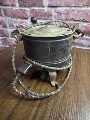 Challenge Electric Popcorn Popper Metal Retro Brown w/ Lid Handle MPN 307 6855