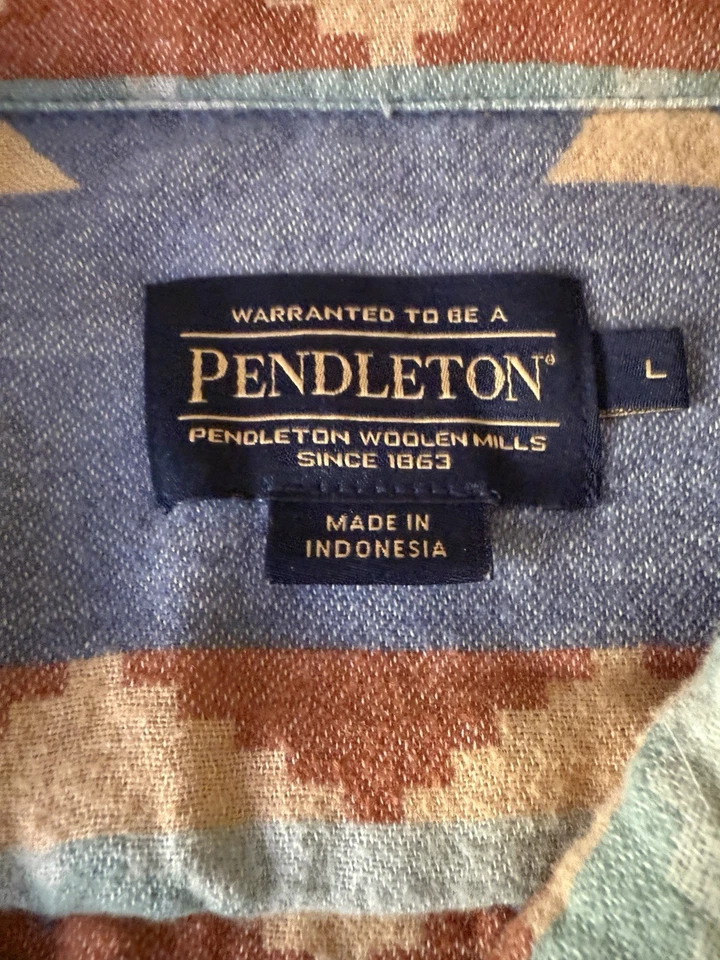 Camisa Pendleton 100% Franela Algodón Estampado Indio Colores Pasteles Usada en Excelente Condición Talla Slim L Foto 4 de 4
