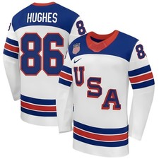  86 Hughes Team USA Winter Olympics 2026 Jersey White Stitched All Sizes S-3XL