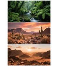 Xereooe 3 Pack Terrarium Background 36x18 inches 36 x18 inches, Desert forest