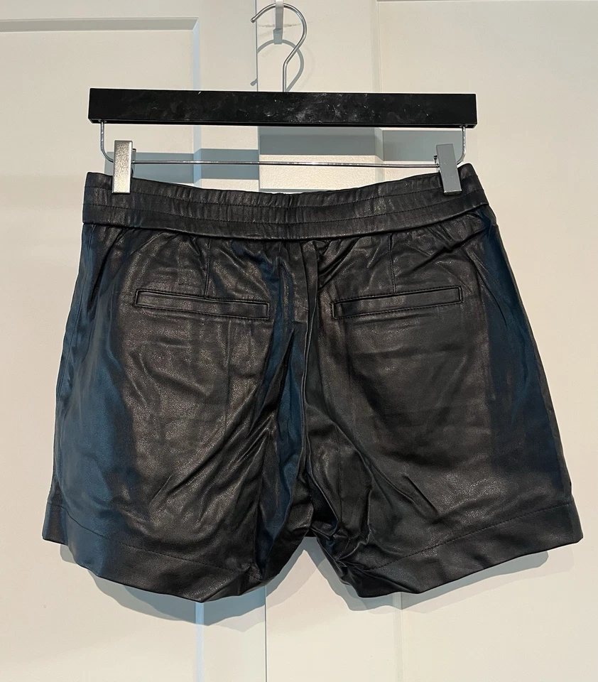 Ann Taylor 0P Black Faux Leather Women's Shorts - Image 2 of 4