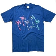 Vintage Hawaii Neon Palm Trees BEACH T-Shirt Large Design Tees 50/50 80 s 90 s