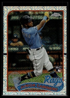 Junior Caminero 2024 Topps Chrome Silver Pack Mojo Refractor Card