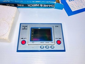Nintendo Game & Watch Silver Series Fire RC-04 1980 w/ Box [Polarizing Replaced]