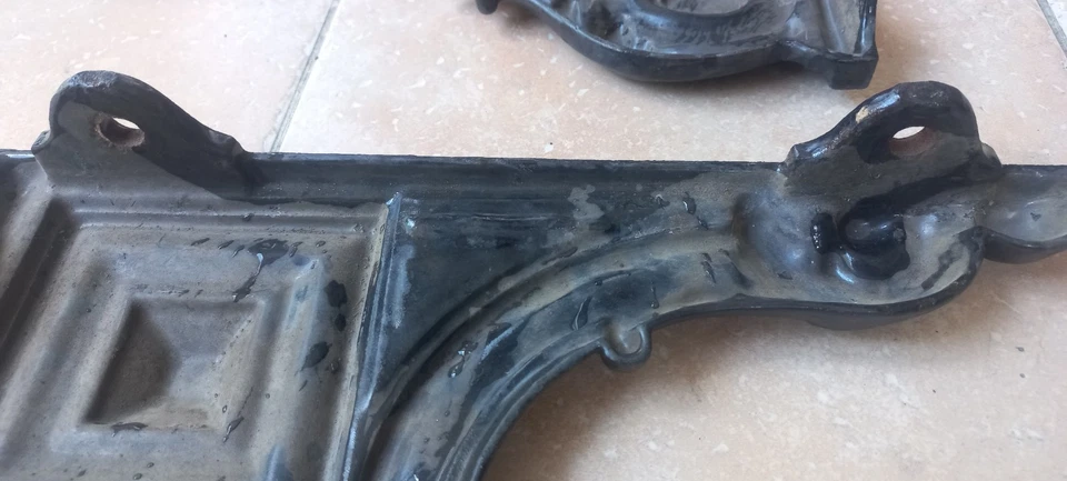 Paire d'équerres ART DECO  potence ancienne En fonte Emaillée Étagère  - Photo 4/4