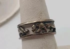 Vintage Sterling Silver .925 Panther 7.5mm Band Has Patina Bronze Looking Sz7.5