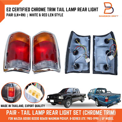Pair Chrome Trim Tail Lights Rear Lamps Fit Mazda B2000 B2200