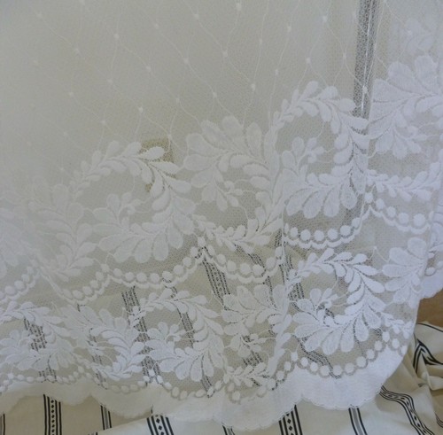 CORTINA DE CORTINA FLORAL DE DIAMANTE BLANCO BORDADO ENCAJE 282 extra ancho 71L - Imagen 4 de 6