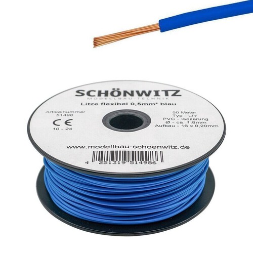 Litze Kabel 0,5mm² LIY Kupferschaltlitze 50 Meter Spule 0,50mm² Cu Ringleitung - Bild 3 von 22