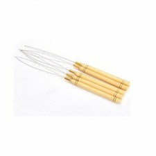 2pcs Wooden Handle Hair Extension Pulling Threader Micro Rings Bead Loop Tools
