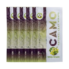 CAMO Wraps - White Grape Natural Herbal Wraps, Self-Rolling (Pack of 5)