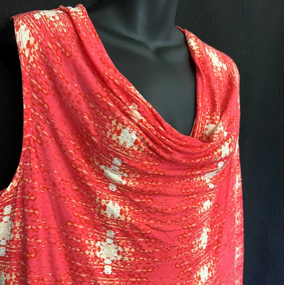 Top tejido estampado coral escote drapeado talla XL Mossimo ajustado sin mangas concha sin mangas Foto 2 de 4