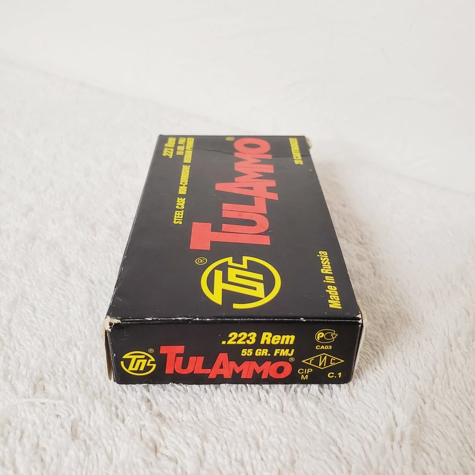 TulAmmo 223 Rem Brass Case Lion 55GR FMJ Target Black Red Collector's EMPTY BOX - Image 2 of 4