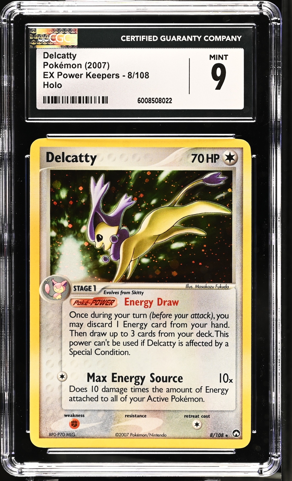 CGC 9 MINT Delcatty 2007 EX Power Keepers 8/108 Holo Pokemon Card psa