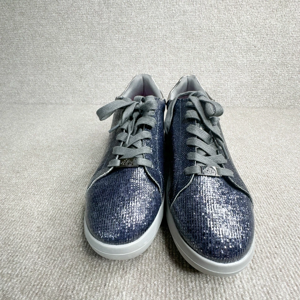 Fornarina Moda Tenis Talla 9.5 Mujer Gris Plata Metálico Textil Brillo Foto 3 de 4