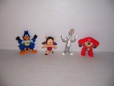1991 Lot of 4 McDonald's Happy Meal Super Looney Tunes Toys Bugs Daffy Taz Pig
