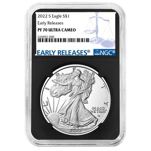2022-S Proof $1 American Silver Eagle NGC PF70UC ER Blue Label Retro Core