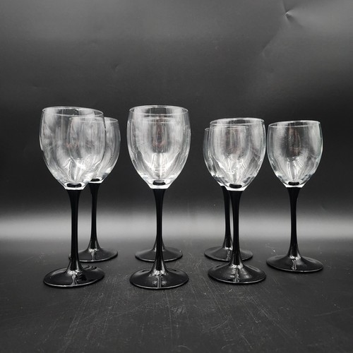 Wine Glasses Luminarc Domino Black Stem Vintage Goblets France 3 Sizes Set Of 15 - Picture 10 of 15