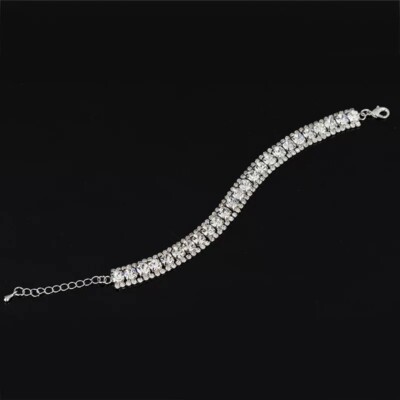 Damen Armband Armreif Swarovski Elements Kristall Glieder Schnäppchen Glanz Silber Neu.