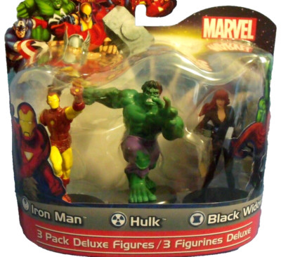 Marvel Heroes 3 pack Deluxe Figures Iron Man Hulk Black Widow New Toys