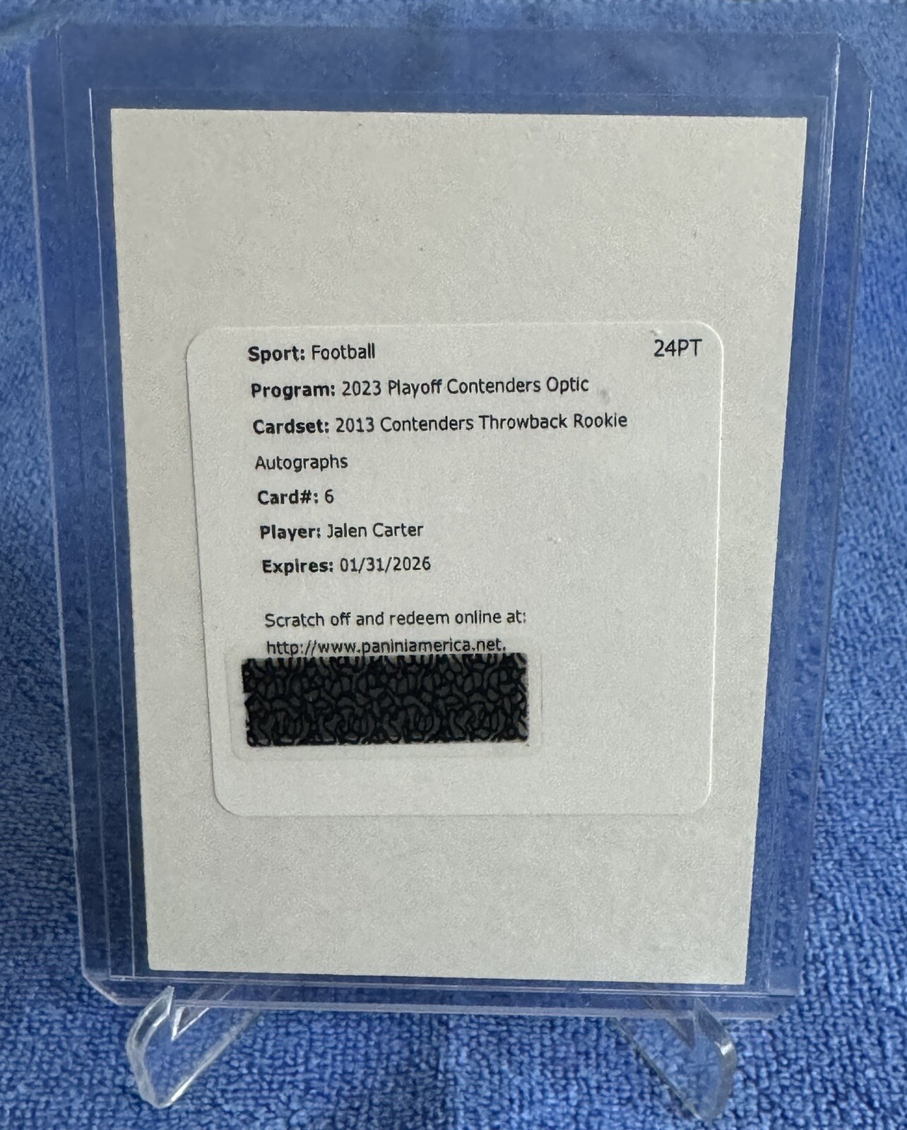 2023 Panini Contenders Optic Jalen Carter 2013 Throwback RC Autographs /25